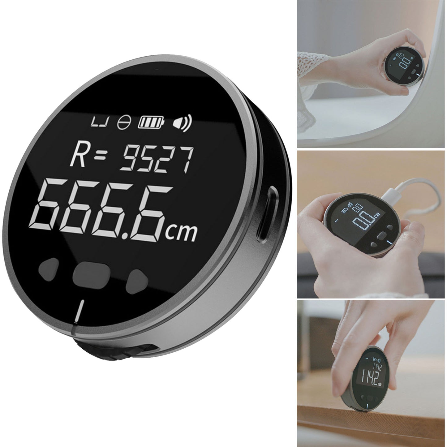 8 in 1 Electronic Tape Measure LCD Display Digital Ruler Type-C Rechargeable Length Measuring Tool for Flat Curved линейка