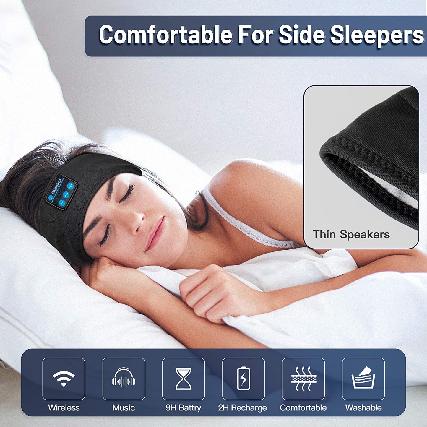 Bluetooth 5.0 Wireless 3D Sleep Mask Stereo Sleeping Eye Mask Headband Music Sleep Aid Soft Blindfold Bandage Eyes Cover Patch