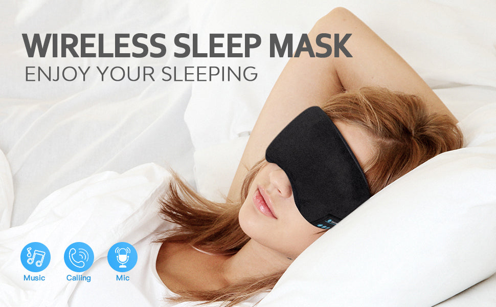 Bluetooth 5.0 Wireless 3D Sleep Mask Stereo Sleeping Eye Mask Headband Music Sleep Aid Soft Blindfold Bandage Eyes Cover Patch