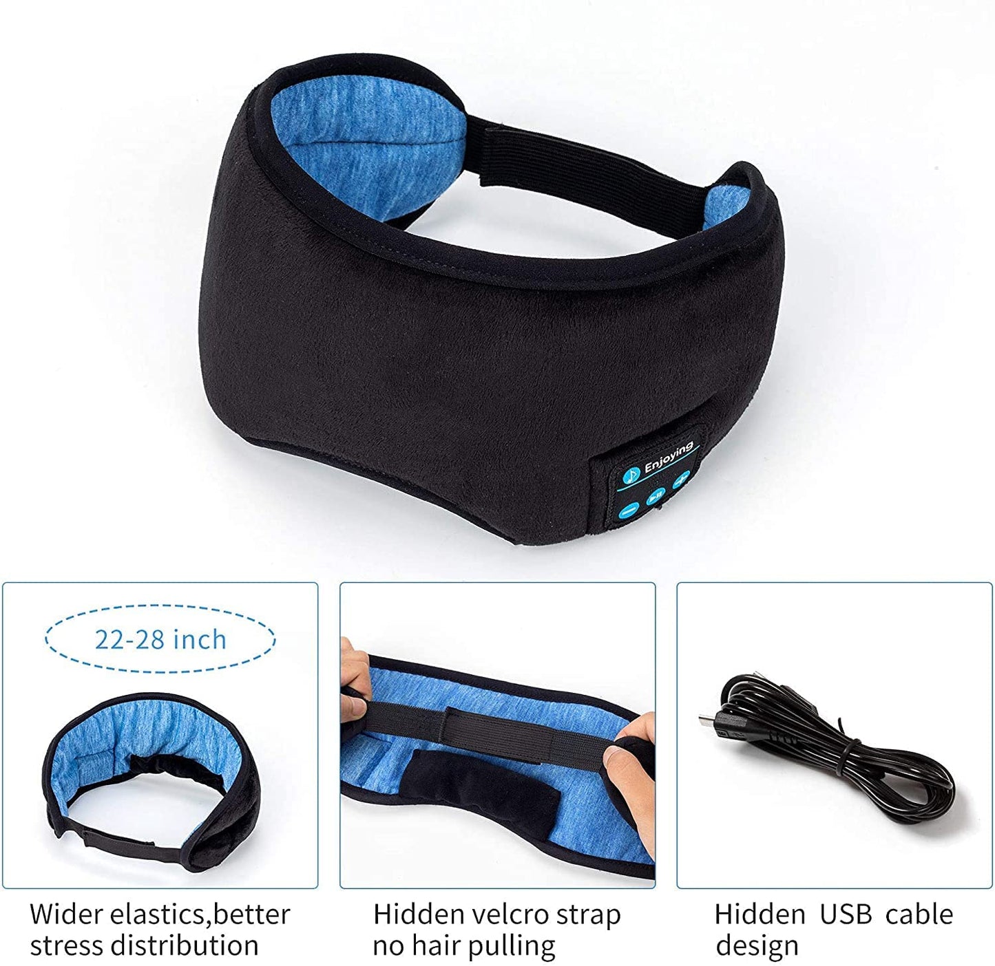 Bluetooth 5.0 Wireless 3D Sleep Mask Stereo Sleeping Eye Mask Headband Music Sleep Aid Soft Blindfold Bandage Eyes Cover Patch