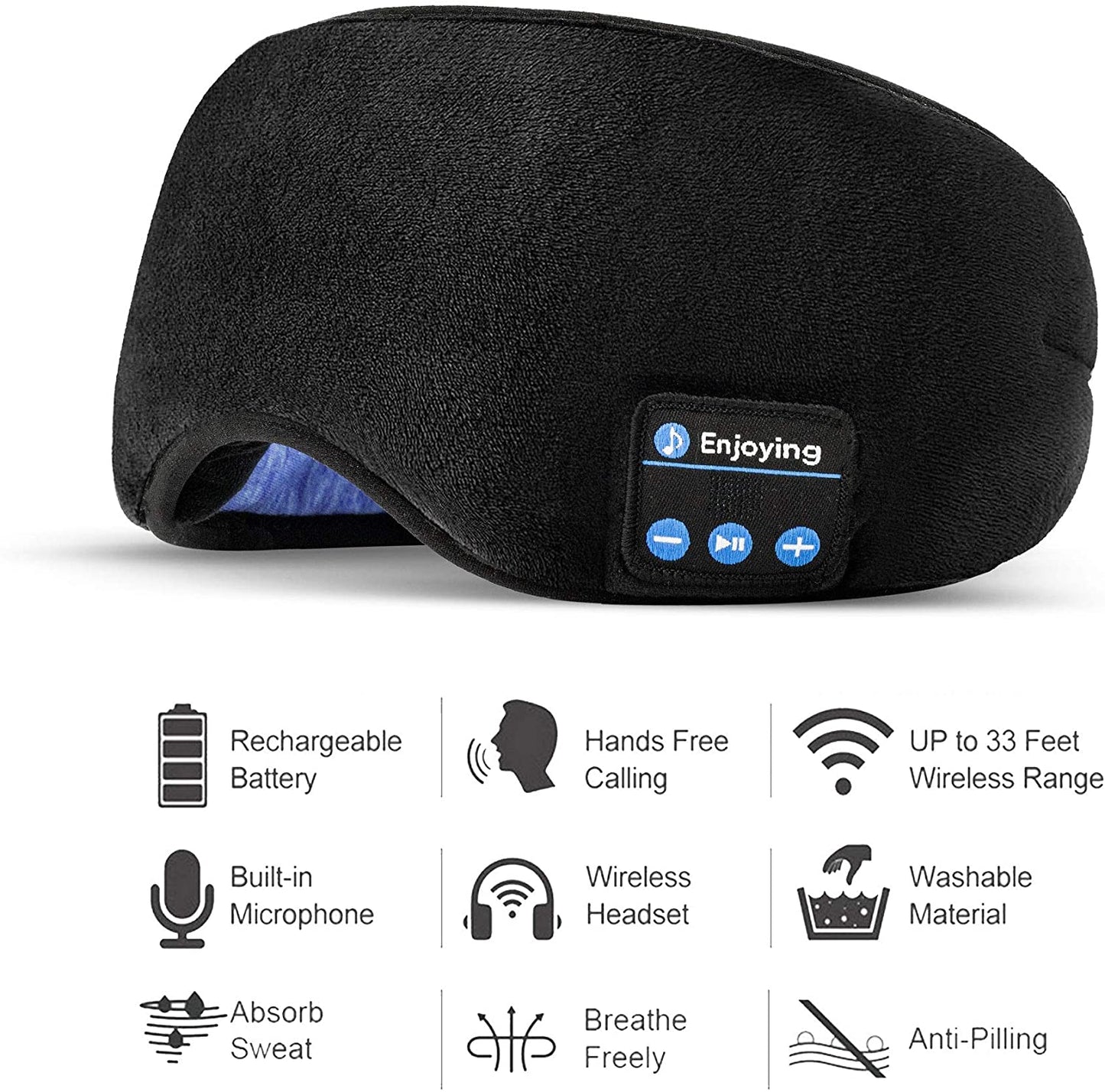 Bluetooth 5.0 Wireless 3D Sleep Mask Stereo Sleeping Eye Mask Headband Music Sleep Aid Soft Blindfold Bandage Eyes Cover Patch